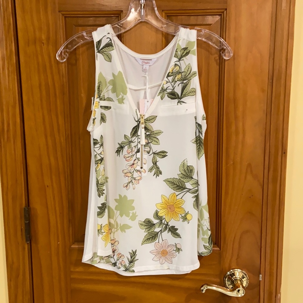 Candies - zip front mixed media tank - NWT